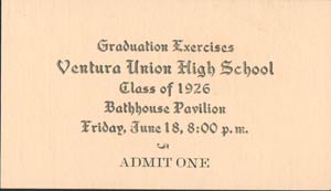 Graduation Admission Ticket, 1926 (Source: Baldwin)